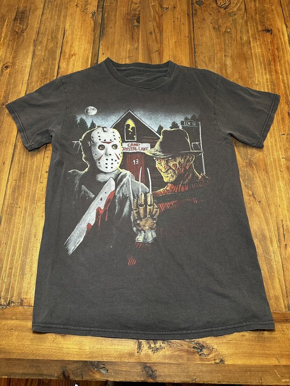 A Nightmare On Elm Street Freddy Vs Jason Camp Crystal Lake Shirt Adult Small